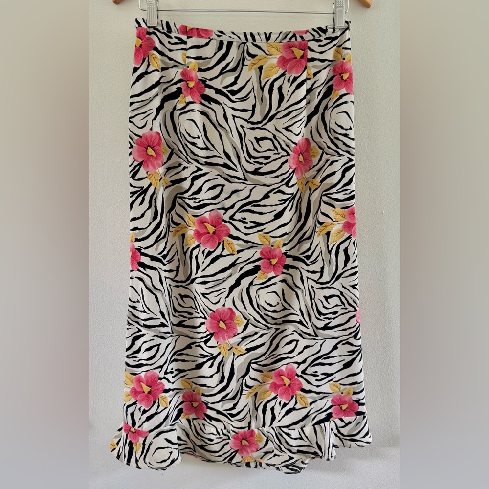 Vintage‎ y2k zebra floral midi skirt